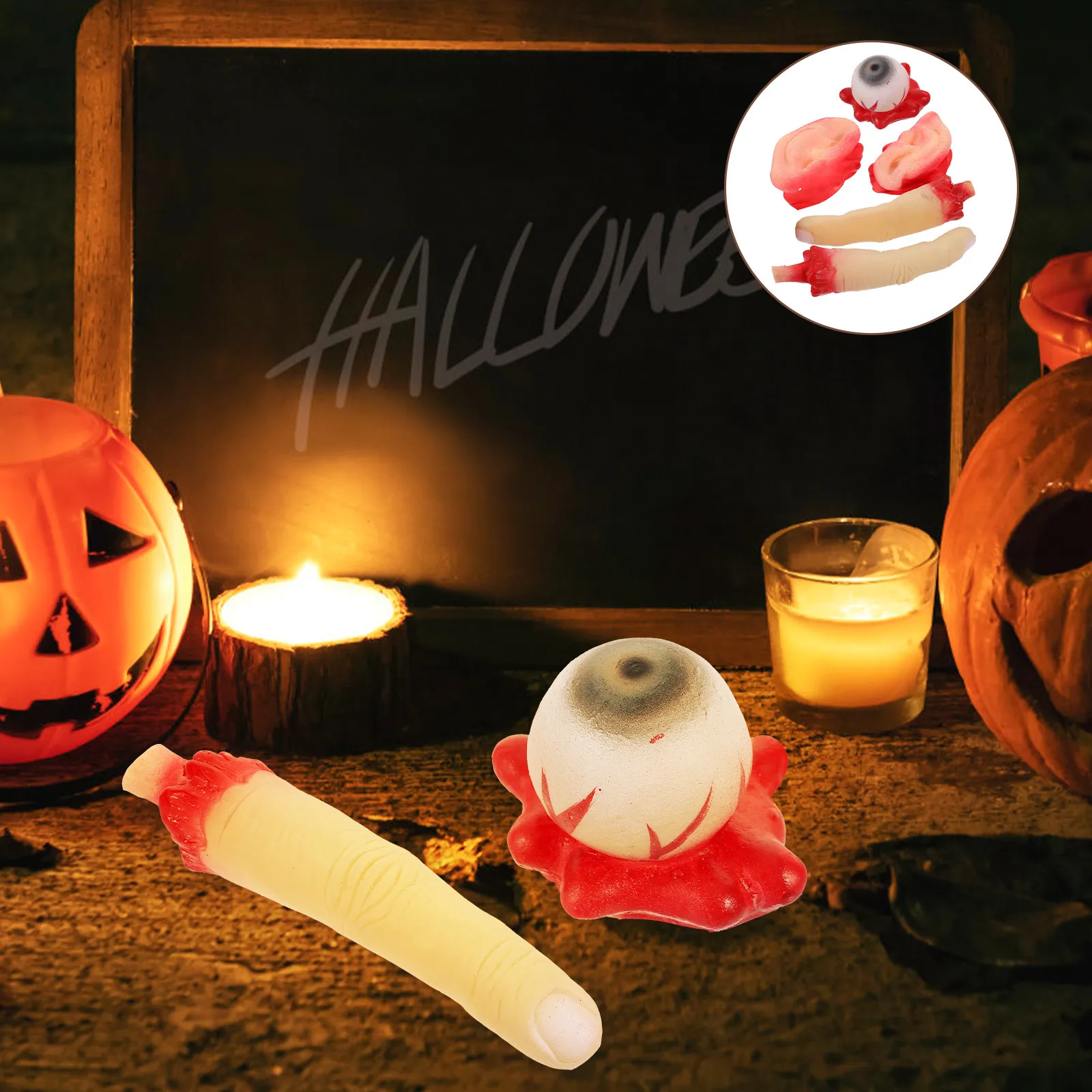 1Set Scary Halloween Props Fake Fingers Ears Eyeballs Broken Body Parts Prank Decor for Home Garden Living Room Party Supplies
1Set Scary Halloween Props Fake Fingers Ears Eyeballs Broken Body Parts Prank Decor for Home Garden Living Room Party Supplies