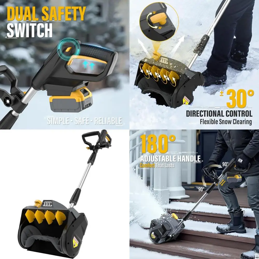 12-Inch Cordless Snow Blower with 20V Max Battery Compatibility, Directional Plate, Adjustable Handle, LED Light
12-Inch Cordless Snow Blower with 20V Max Battery Compatibility, Directional Plate, Adjustable Handle, LED Light