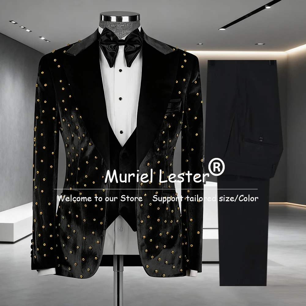 Роскошные свадебные костюмы с золотым жемчугом для мужчин, комплекты из 3-х предметов, однобортные бархатные пиджаки для выпускного вечера, мужские деловые смокинги для жениха по индивидуальному заказу
Роскошные свадебные костюмы с золотым жемчугом для мужчин, комплекты из 3-х предметов, однобортные бархатные пиджаки для выпускного вечера, мужские деловые смокинги для жениха по индивидуальному заказу