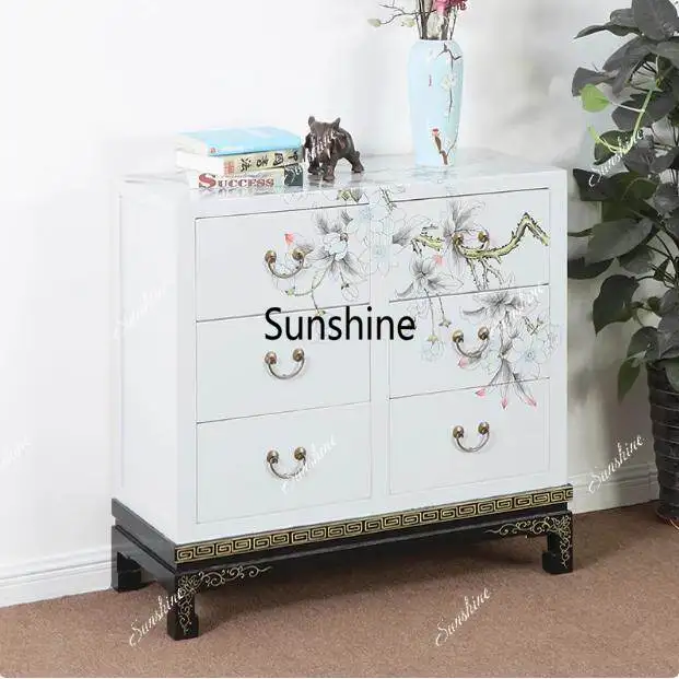 New Chinese furniture painted chest cabinet solid wood antique locker
New Chinese furniture painted chest cabinet solid wood antique locker