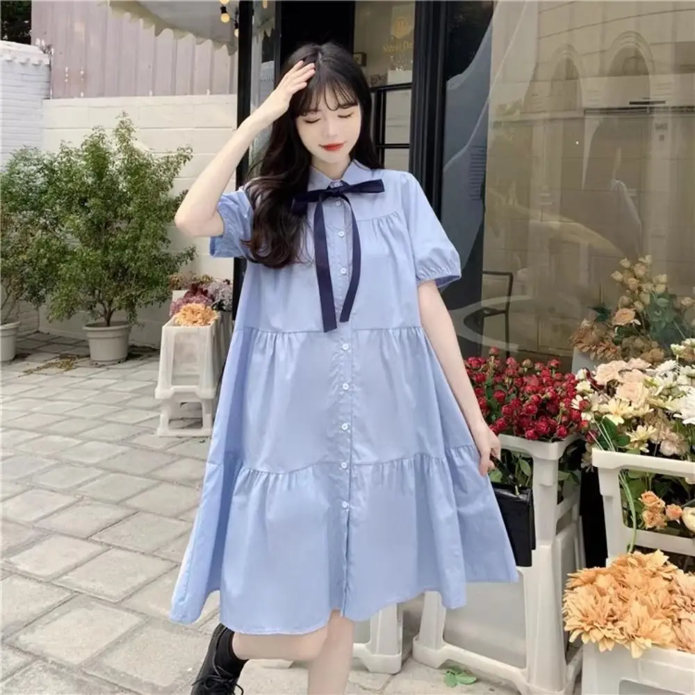 Bowknot Girl Princess Dress Preppy Style Puff Short Sleeve Teenagers Shirt Dress Sweet Loose Children Bubble Dresses Party
Bowknot Girl Princess Dress Preppy Style Puff Short Sleeve Teenagers Shirt Dress Sweet Loose Children Bubble Dresses Party