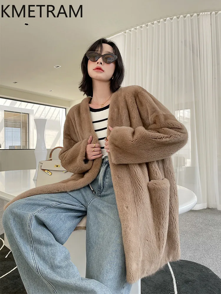 KMETRAM Natural Mink Fur Jacket Women Luxury V-Neck Mid-Length Fur Coats Fashion Winter Real Fur Coat Woman Clothes 2026 casaco
KMETRAM Natural Mink Fur Jacket Women Luxury V-Neck Mid-Length Fur Coats Fashion Winter Real Fur Coat Woman Clothes 2026 casaco