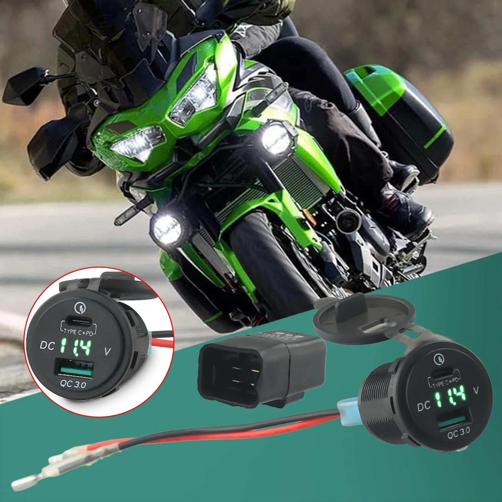 TYPE-C USB QC3.0 Fast Charger For Versys650 1000 VersysX300 Ninja400 650 Motorcycle Fast Charger Relay
TYPE-C USB QC3.0 Fast Charger For Versys650 1000 VersysX300 Ninja400 650 Motorcycle Fast Charger Relay