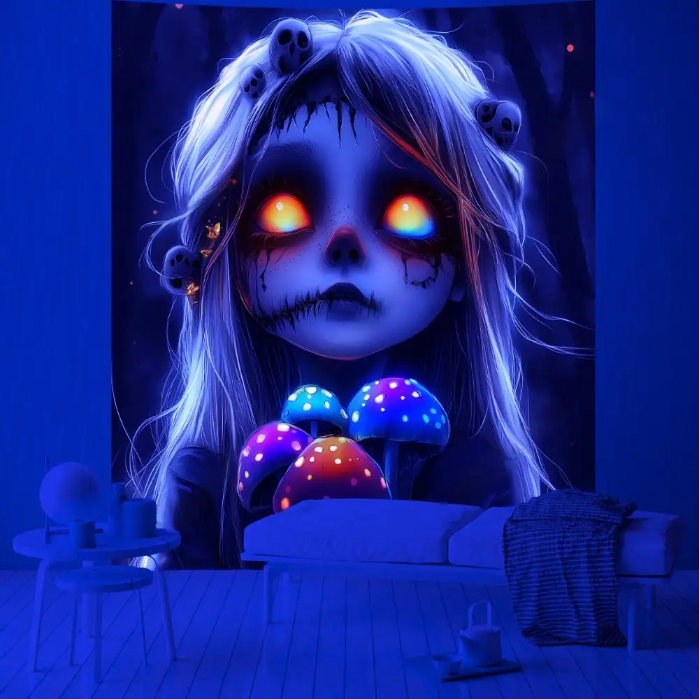 VIKAMA Mushroom Tapestry Witch Tears Bioluminescent Fungus Bush Halloween Room Decoration Fade Fantasy Wall Terror 
VIKAMA Mushroom Tapestry Witch Tears Bioluminescent Fungus Bush Halloween Room Decoration Fade Fantasy Wall Terror