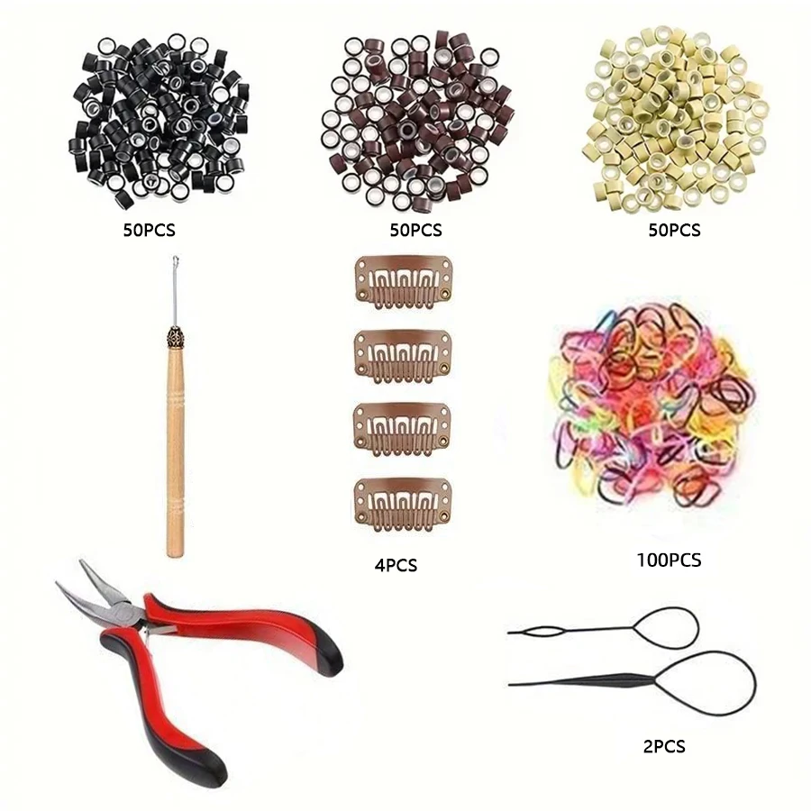Professional Hair Extension Kit Colorful Mini Rubber Band Beads Pliers Crochet Pulling Hook Metal Tools for All Hair Types
Professional Hair Extension Kit Colorful Mini Rubber Band Beads Pliers Crochet Pulling Hook Metal Tools for All Hair Types