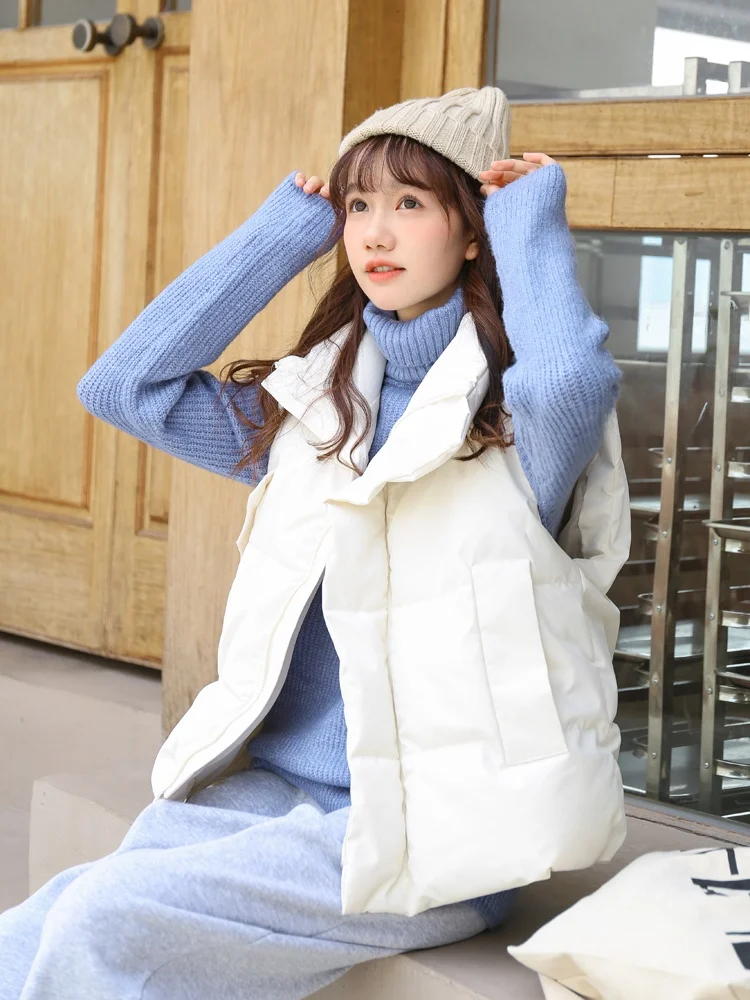 White down Cotton Vest Women's Loose Fit Spring Autumn Outerwear Svel Jaet College Sle Versatile Casual Outerwear
White down Cotton Vest Women's Loose Fit Spring Autumn Outerwear Svel Jaet College Sle Versatile Casual Outerwear