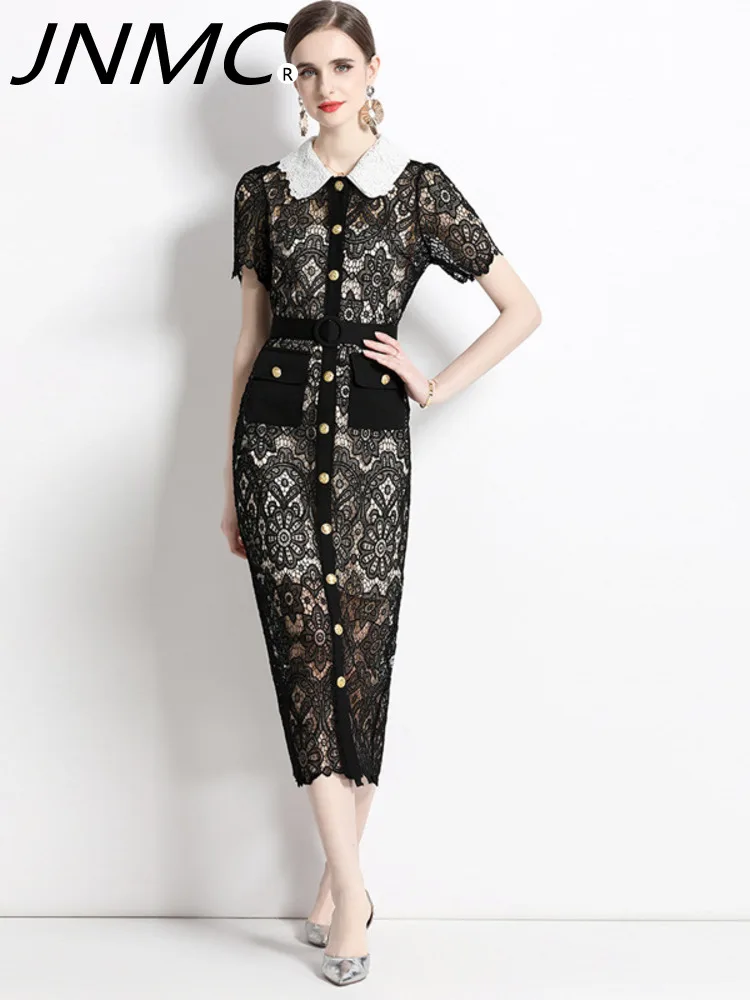 JNMC Elegant Design And Fashionable Doll Neck Short Sleeve Slim Fit Lace Dress For Women 2024 Spring Summer New Edition
JNMC Elegant Design And Fashionable Doll Neck Short Sleeve Slim Fit Lace Dress For Women 2024 Spring Summer New Edition