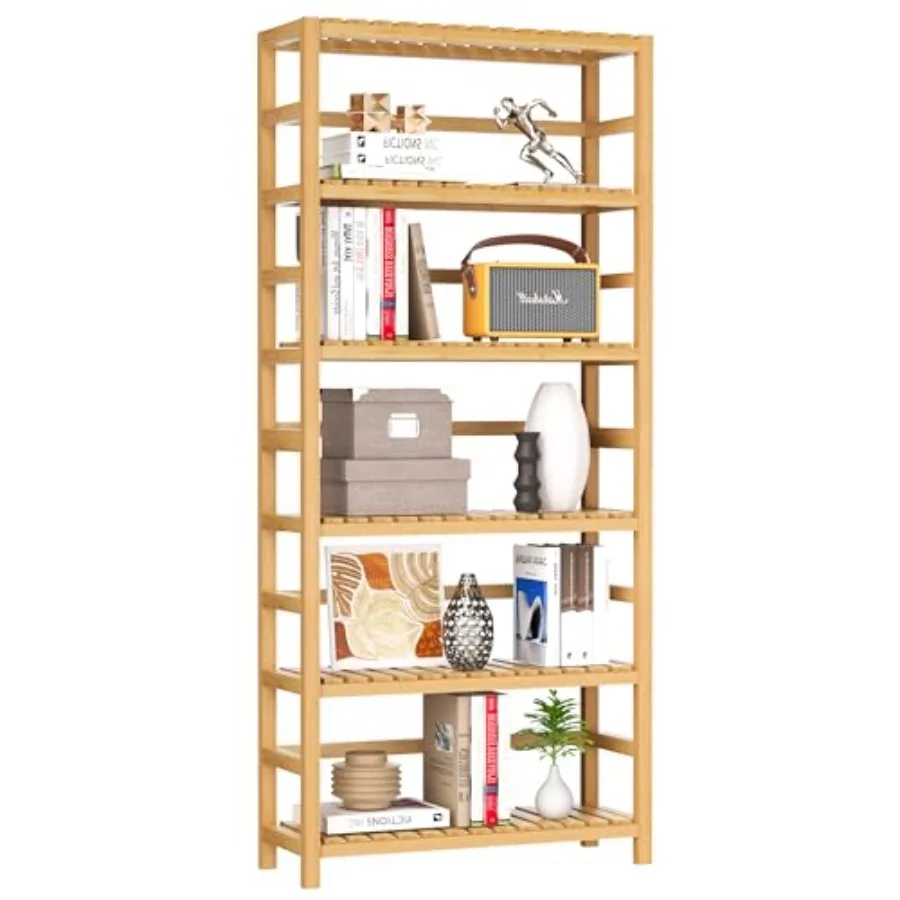 6-Tier Bamboo Shelf, Bamboo Storage Shelving Unit, Tall Bookcase with Adjustable Shelves, Multipurpose Storage Display Shelf fo
6-Tier Bamboo Shelf, Bamboo Storage Shelving Unit, Tall Bookcase with Adjustable Shelves, Multipurpose Storage Display Shelf fo
