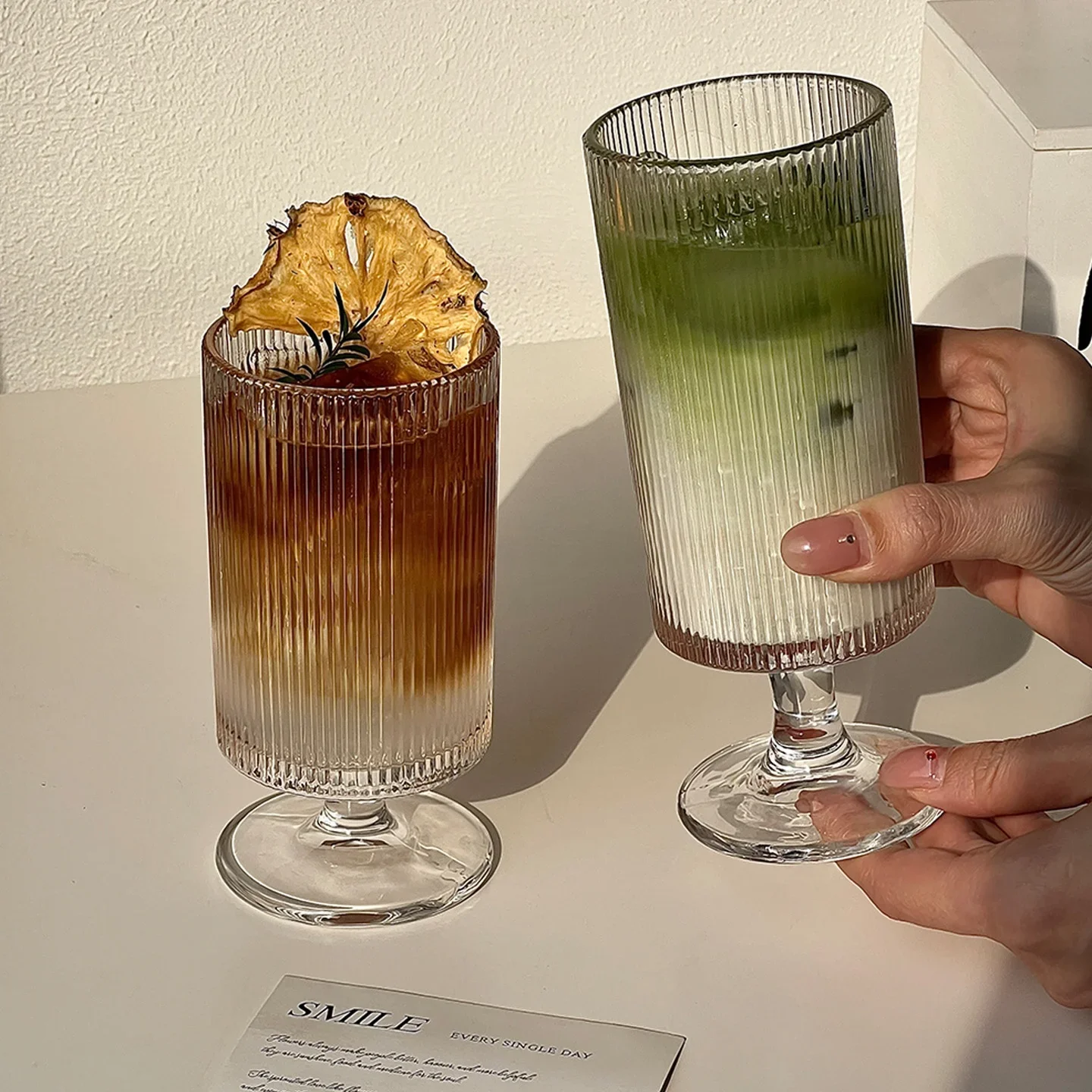 Vertical Stripe Glass Juice Cup Ice Cream Cup High Foot Coffee Shop Beverage Cup Transparent Single Layer round Shape Chinese...
Vertical Stripe Glass Juice Cup Ice Cream Cup High Foot Coffee Shop Beverage Cup Transparent Single Layer round Shape Chinese...