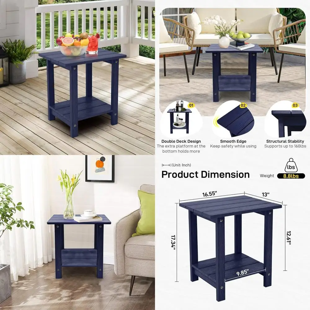 Устойчивый к непогоде двойной небольшой уличный приставной столик, подходит для патио, бассейна, террасы и веранды, темно-синий
Устойчивый к непогоде двойной небольшой уличный приставной столик, подходит для патио, бассейна, террасы и веранды, темно-синий