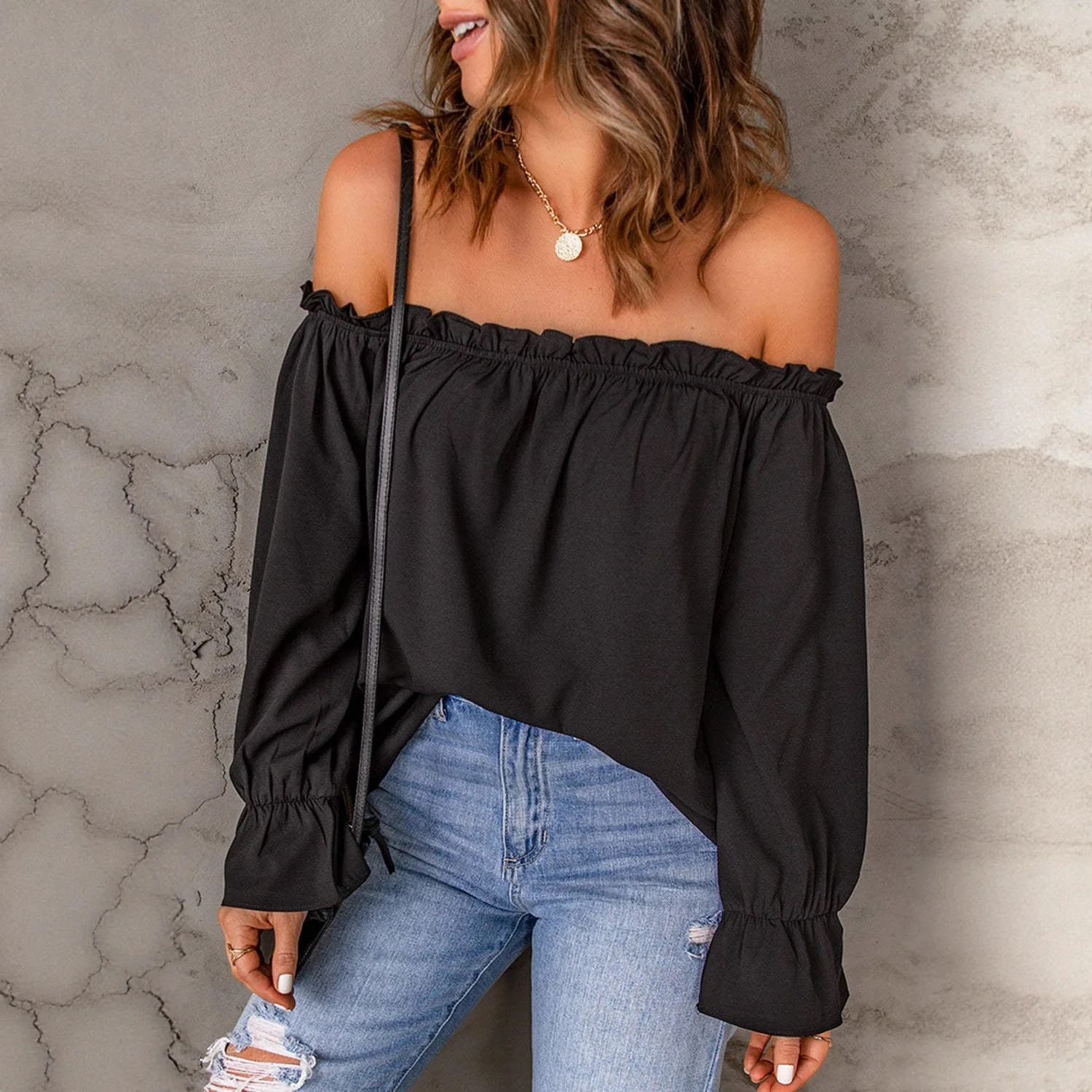 Sexy Off Shoulder Chiffon Top Long Sleeve Solid Pullover Top Ruffle V Neck Chiffon Top Elegant One Shoulder Solid Blouse
Sexy Off Shoulder Chiffon Top Long Sleeve Solid Pullover Top Ruffle V Neck Chiffon Top Elegant One Shoulder Solid Blouse