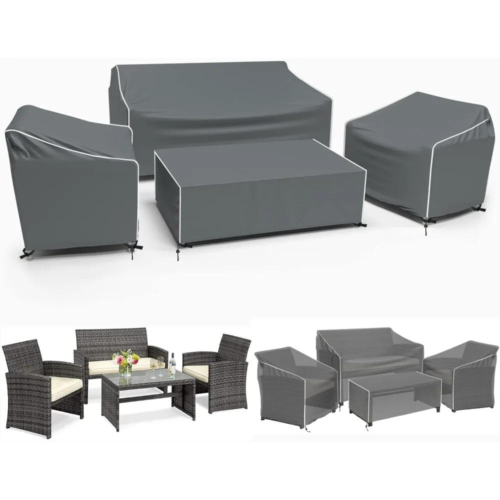 Waterproof 4-Piece Outdoor Furniture Covers for Loveseat, Chair, Table - Heavy Duty Grey
Waterproof 4-Piece Outdoor Furniture Covers for Loveseat, Chair, Table - Heavy Duty Grey
