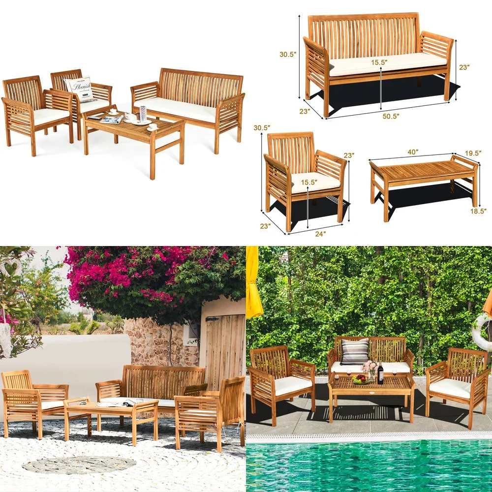 Садовый стул, 4 шт., уличный диван из дерева акации с подушками, садовая мебель для патио, журнальный столик для зоны отдыха на заднем дворе
Садовый стул, 4 шт., уличный диван из дерева акации с подушками, садовая мебель для патио, журнальный столик для зоны отдыха на заднем дворе