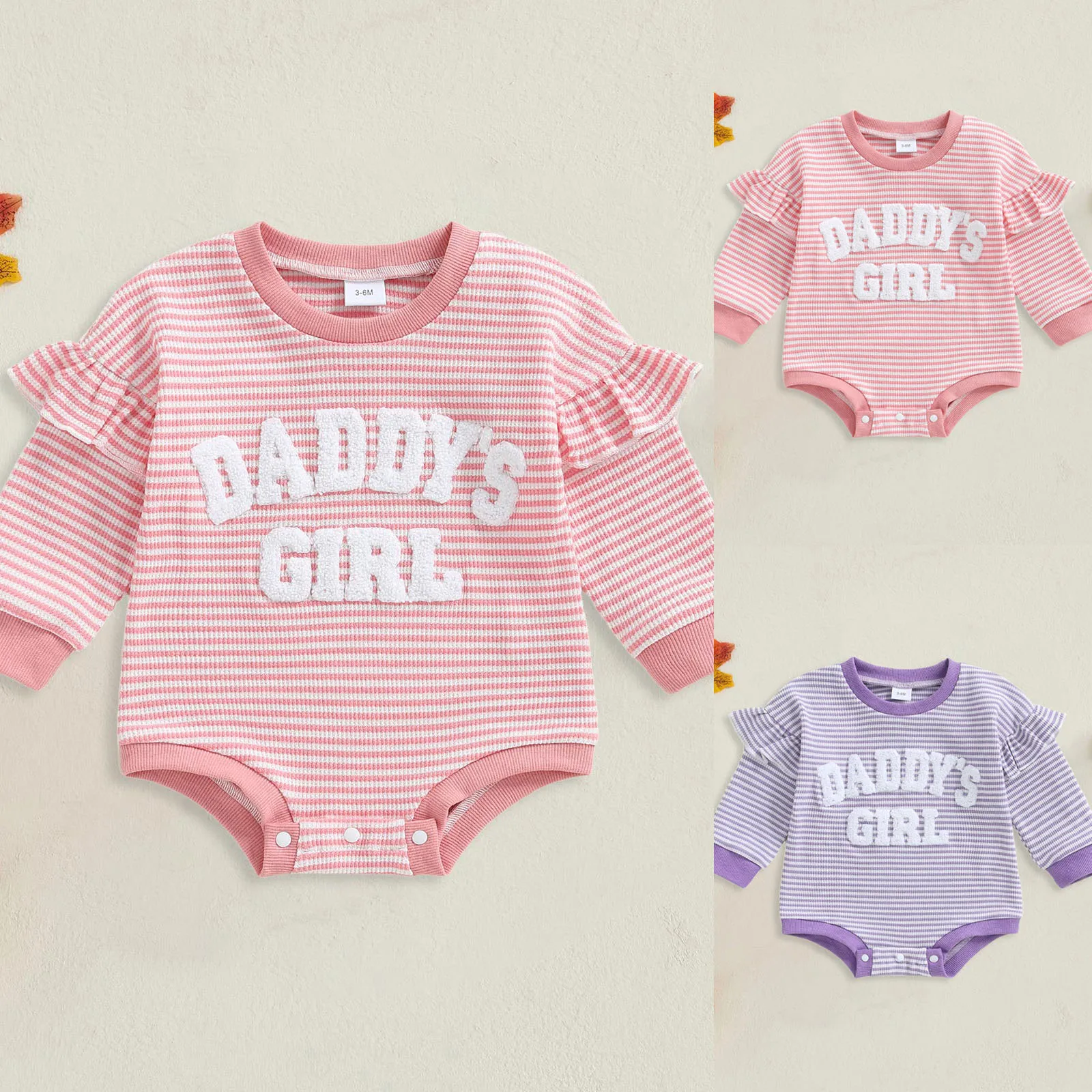 Baby Girl Bodysuit Ruffled Long Sleeve Comfortable Soft Fashionable Striped Letter Embroidered Romper Toddler Crawling Clothes
Baby Girl Bodysuit Ruffled Long Sleeve Comfortable Soft Fashionable Striped Letter Embroidered Romper Toddler Crawling Clothes