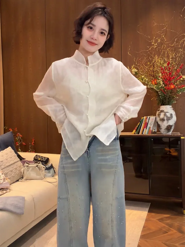 New Chinese Style Long Sleeve Silk Shirt Women's Base Layer Top Fashionable Elegant Floral Embroidery Layering Spring 2026
New Chinese Style Long Sleeve Silk Shirt Women's Base Layer Top Fashionable Elegant Floral Embroidery Layering Spring 2026