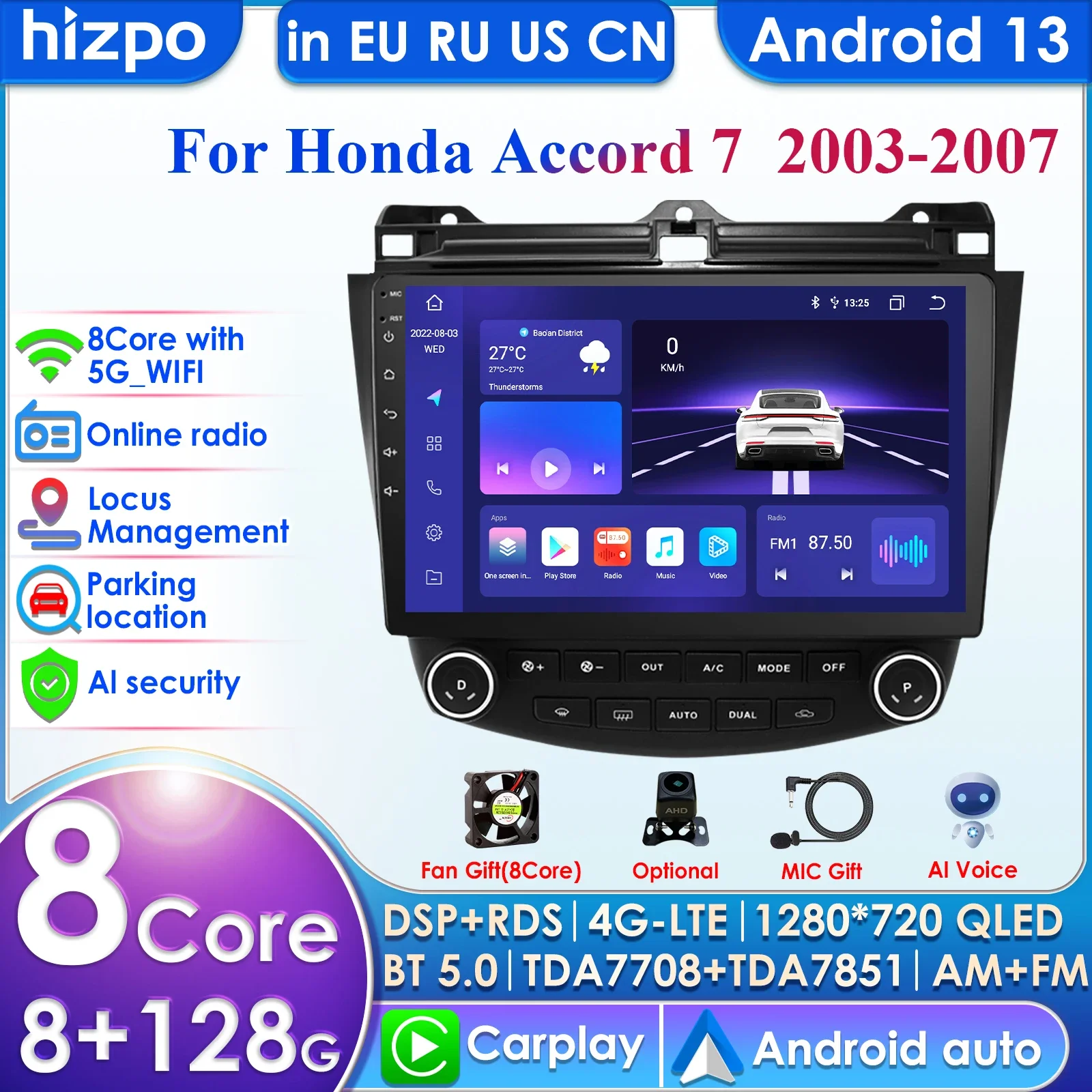 Octa Core 3GB+32GB AI Voice Android Car Radio GPS Navigation for Honda ACCORD 7 2003 - 2007 Multimedia RDS BT USB DVR AHD Camera
Octa Core 3GB+32GB AI Voice Android Car Radio GPS Navigation for Honda ACCORD 7 2003 - 2007 Multimedia RDS BT USB DVR AHD Camera