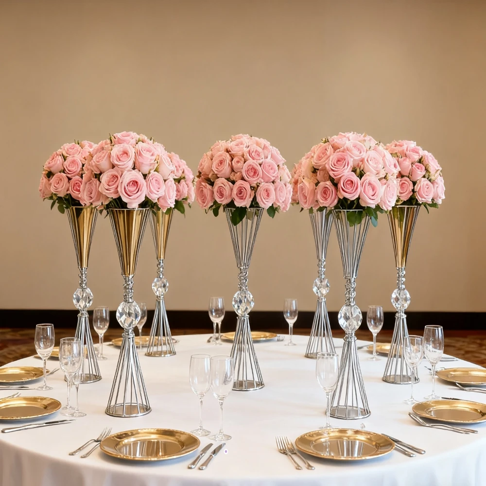 10pcs )Tall 60-100cm) f39 Gold sliver cylinder trumpet vase Wedding Centerpiece Flower Stand Table Center Piece Decoration
10pcs )Tall 60-100cm) f39 Gold sliver cylinder trumpet vase Wedding Centerpiece Flower Stand Table Center Piece Decoration