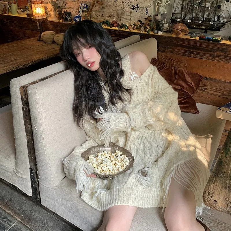 Вязаный свитер FunnJ с открытыми плечами для женщин, свободный крой, деконструированный дизайн, однотонный, с круглым вырезом, длинными рукавами, весенняя мода
Вязаный свитер FunnJ с открытыми плечами для женщин, свободный крой, деконструированный дизайн, однотонный, с круглым вырезом, длинными рукавами, весенняя мода