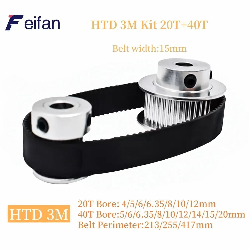 40T 20T HTD 3M Pulley Set Belt Width 15mm For 2:1 Belt Pulleys 20Teeth 40Teeth 3M Synchronous Wheels Set HTD3M Timing Pulley Kit
40T 20T HTD 3M Pulley Set Belt Width 15mm For 2:1 Belt Pulleys 20Teeth 40Teeth 3M Synchronous Wheels Set HTD3M Timing Pulley Kit