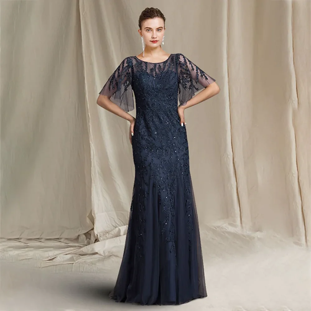 Weilinsha Luxurious Mother Of The Bride Dress Elegant Jewel Neck Floor Length Lace Tulle Short Sleeve Wedding Guest Gowns 2022
Weilinsha Luxurious Mother Of The Bride Dress Elegant Jewel Neck Floor Length Lace Tulle Short Sleeve Wedding Guest Gowns 2022