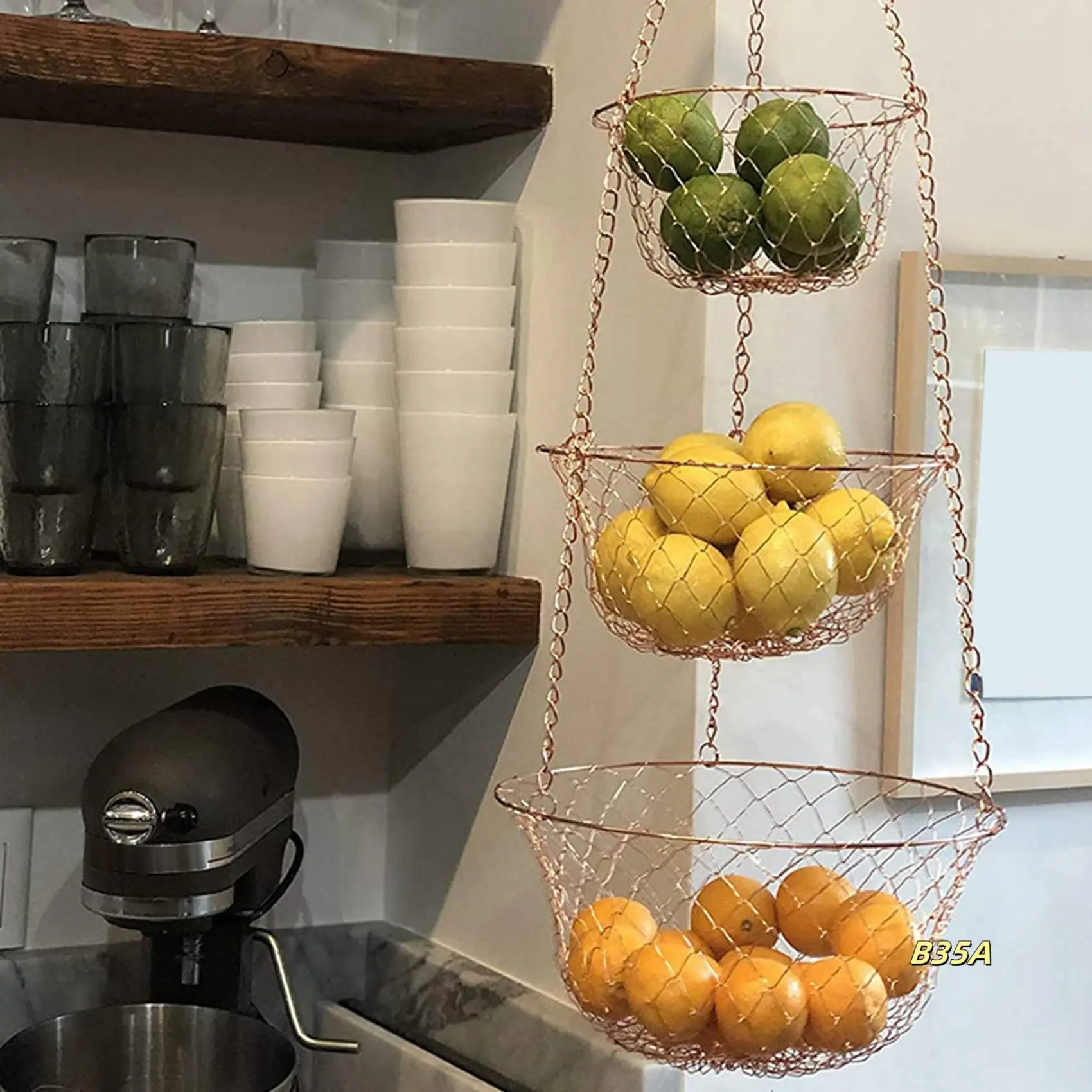 2PCS 3 Tier Fruit Basket, Vegetable Kitchen Storage Basket Chain Hanging Space Saving Fruits(Silver & Copper)
2PCS 3 Tier Fruit Basket, Vegetable Kitchen Storage Basket Chain Hanging Space Saving Fruits(Silver & Copper)
