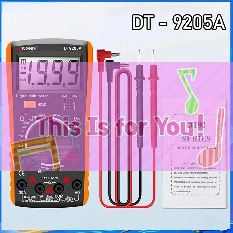【HMA】Цифровой мультиметр DT9205A True RMS профессиональный / Тестер постоянного тока, измеритель напряжения конденсаторов, детектор, измерительные приборы
【HMA】Цифровой мультиметр DT9205A True RMS профессиональный / Тестер постоянного тока, измеритель напряжения конденсаторов, детектор, измерительные приборы