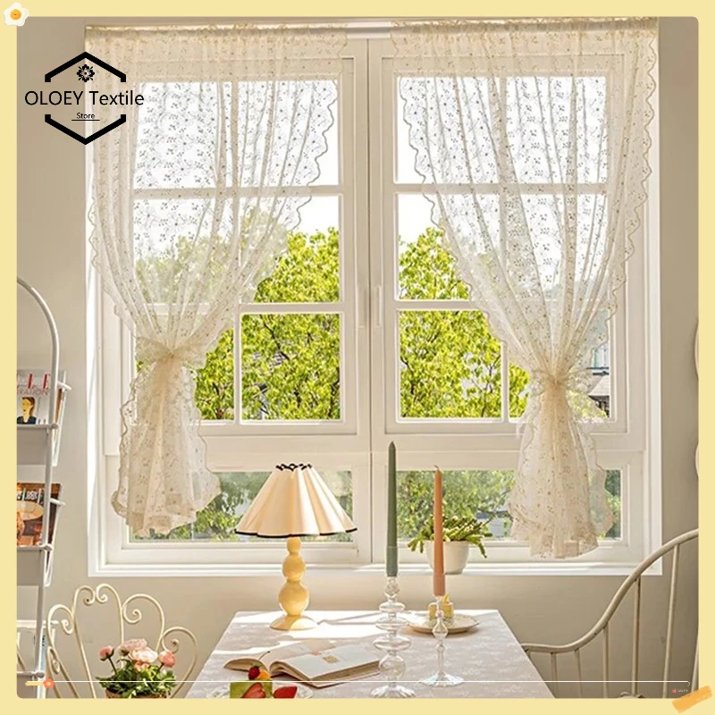 French Country Style Embroidered Flower Small Window Curtains for Living Room Kitchen Elegant Charming Vintage Lace Tulle Gauze
French Country Style Embroidered Flower Small Window Curtains for Living Room Kitchen Elegant Charming Vintage Lace Tulle Gauze