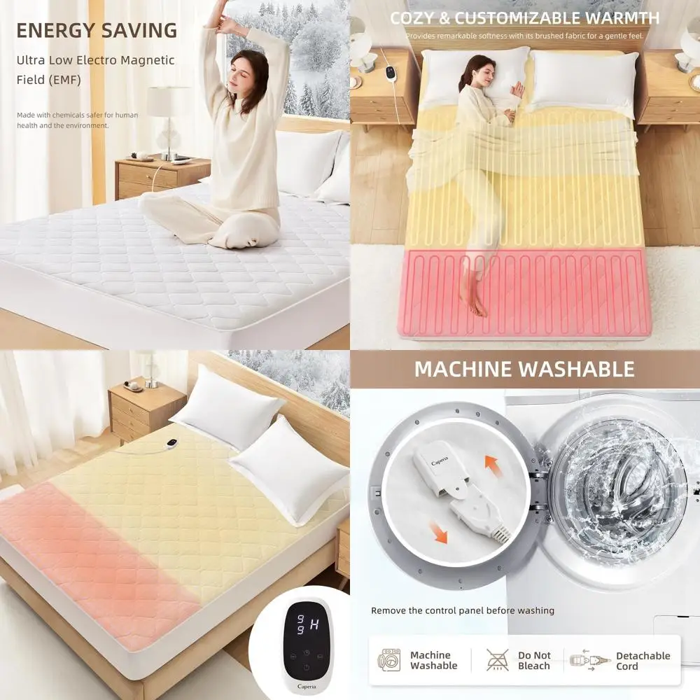 Многозонный стеганый электрический наматрасник с 9 настройками нагрева, автоматическим выключением, глубоким карманом, моющимся, полный размер 54x75
Многозонный стеганый электрический наматрасник с 9 настройками нагрева, автоматическим выключением, глубоким карманом, моющимся, полный размер 54x75