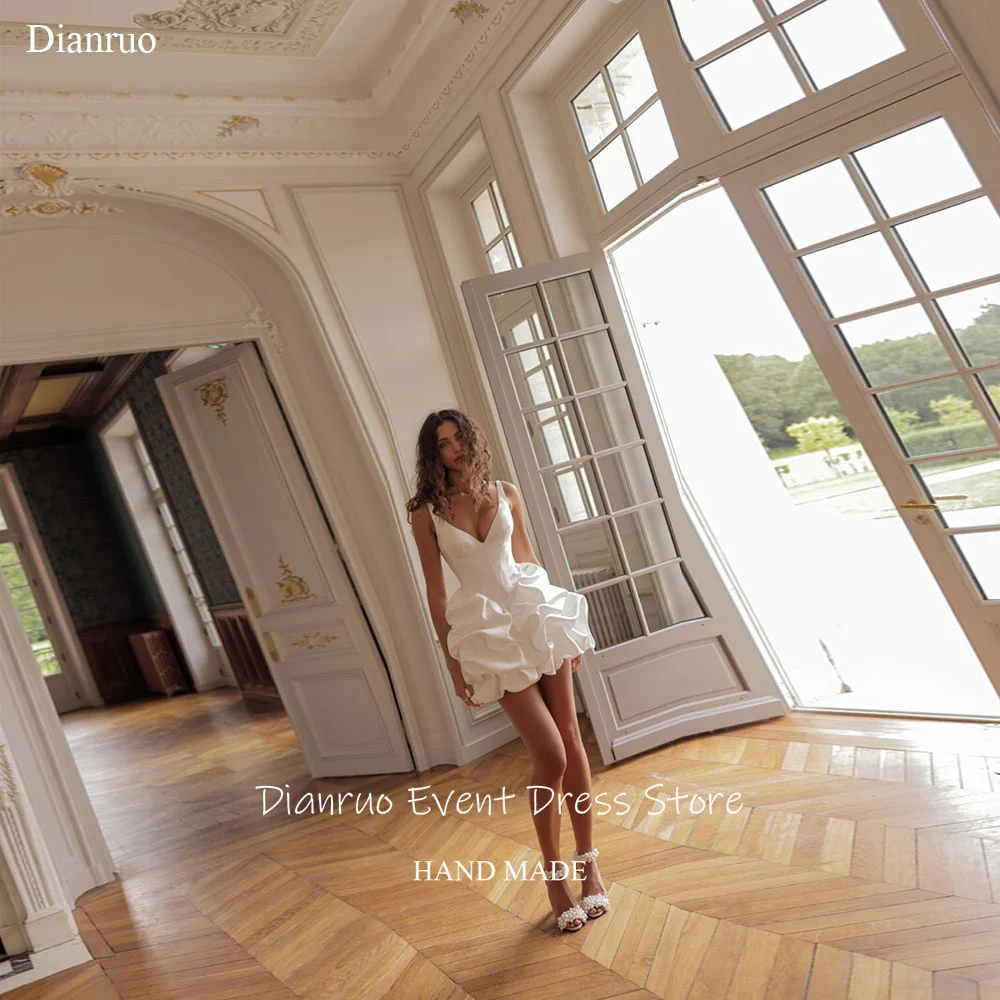 Dianruo Satin V Neck Prom Dresses Sleeveless Mini Spaghetti Straps Vestidos Para Mujer Puffy Hem Party Gowns 2025 Customized
Dianruo Satin V Neck Prom Dresses Sleeveless Mini Spaghetti Straps Vestidos Para Mujer Puffy Hem Party Gowns 2025 Customized