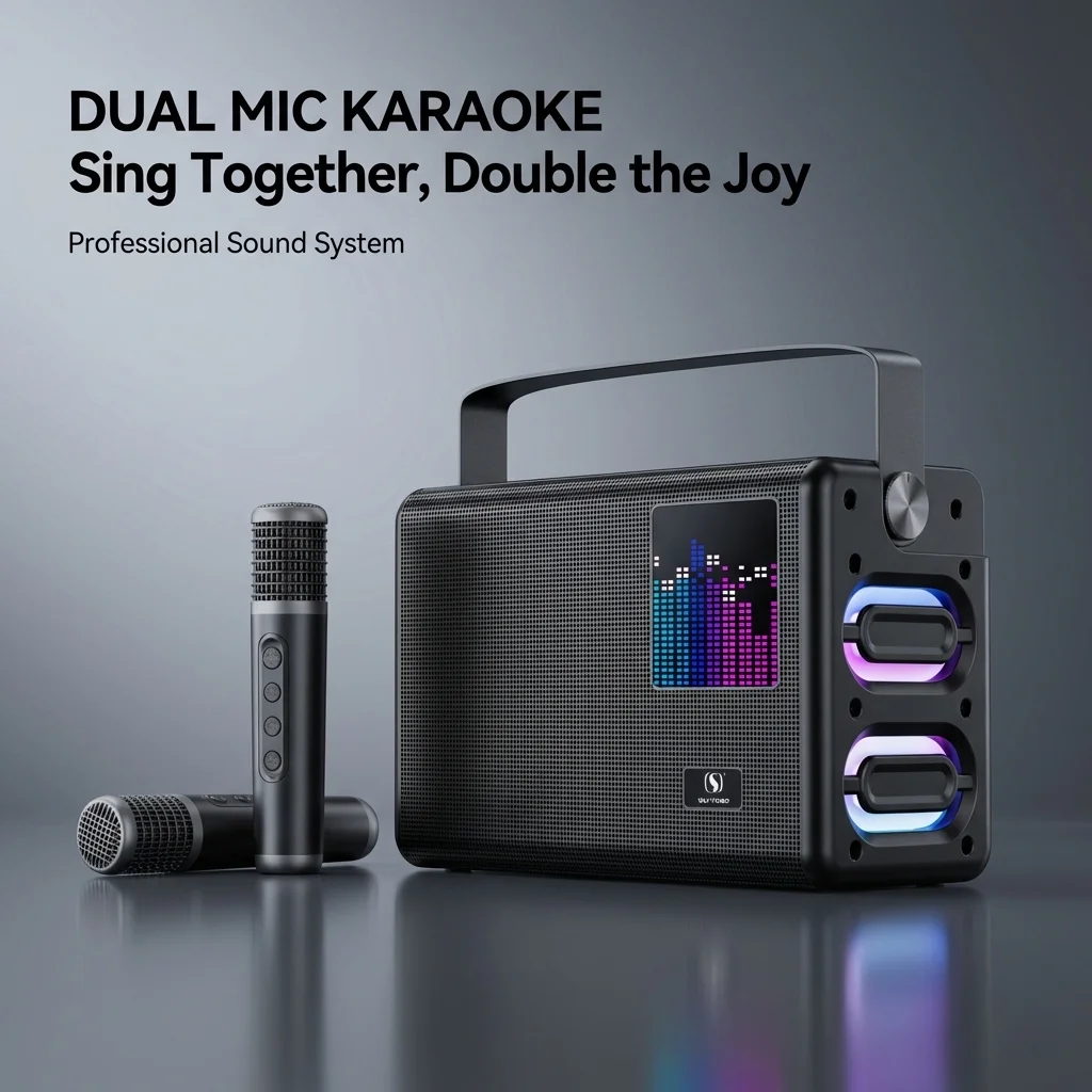 YS317 30W Portable Karaoke Bluetooth Speakers,with Dual Mics, RGB Light,3600mAh Battery,Type-C/USB/AUX Input, Home Party Speaker
YS317 30W Portable Karaoke Bluetooth Speakers,with Dual Mics, RGB Light,3600mAh Battery,Type-C/USB/AUX Input, Home Party Speaker