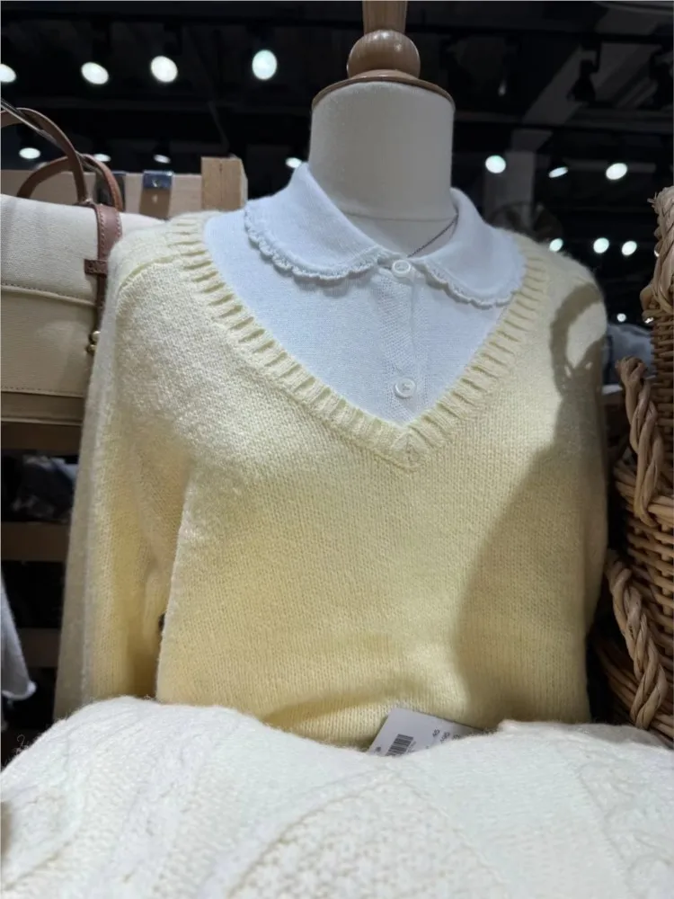Yellow V-neck Sweater Women Casual Sweet Long Sleeve Knitted Pullover Cute Simple Sweaters Chic Preppy Style Y2k Jumpers
Yellow V-neck Sweater Women Casual Sweet Long Sleeve Knitted Pullover Cute Simple Sweaters Chic Preppy Style Y2k Jumpers