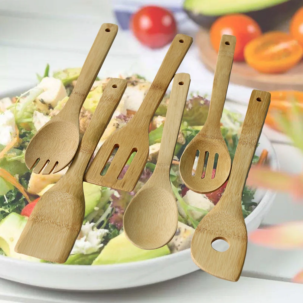 6 pcs Bamboo Salad Spoon Set Ecofriendly Wooden Spoons Cooking Utensils Kitchen Tools High Temperature Resistant
6 pcs Bamboo Salad Spoon Set Ecofriendly Wooden Spoons Cooking Utensils Kitchen Tools High Temperature Resistant