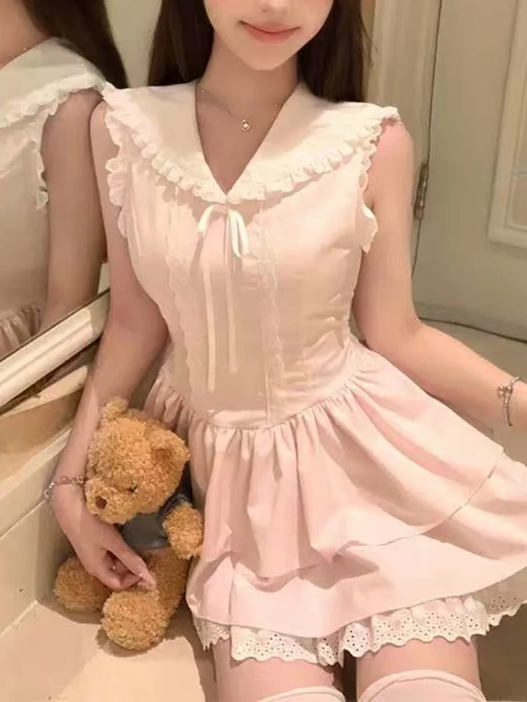 Japanese Sweet College Style Pink Dress Women New Chic Kawaii Slim Navy Collar Dresses Harajuku Design Sleeveless Fairy Clothes
Japanese Sweet College Style Pink Dress Women New Chic Kawaii Slim Navy Collar Dresses Harajuku Design Sleeveless Fairy Clothes