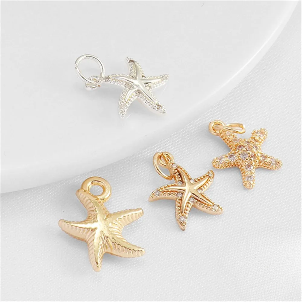 1pcs 14k Gold Color 12mm Inlaid Zircon Starfish Pendant Homemade Diy Jewelry Bracelet Necklace Ear Pendant Charm Accessories
1pcs 14k Gold Color 12mm Inlaid Zircon Starfish Pendant Homemade Diy Jewelry Bracelet Necklace Ear Pendant Charm Accessories