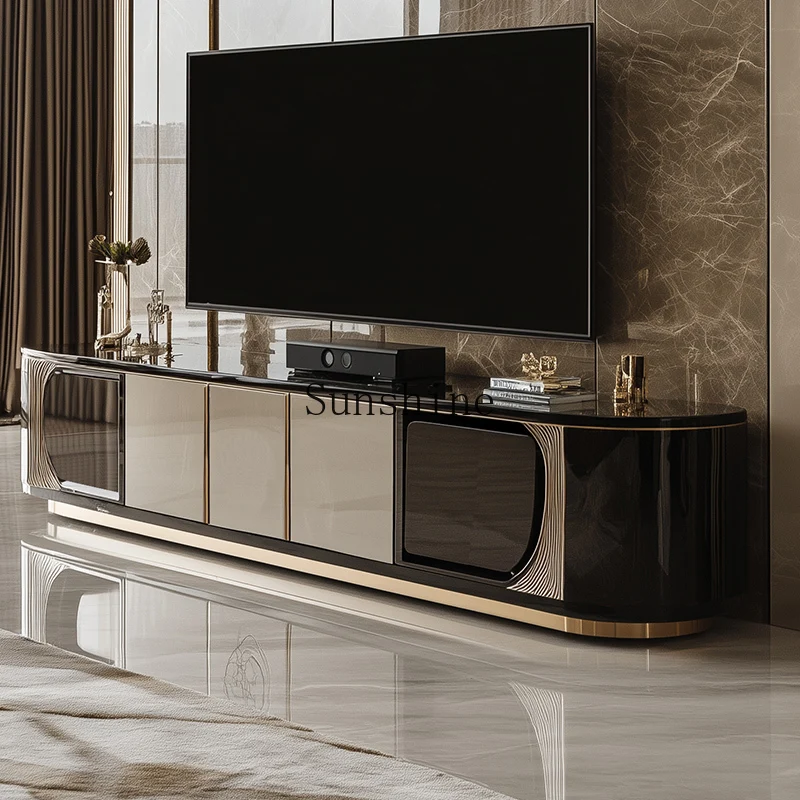 Light luxury marble TV cabinet heightening high-end home design large living room floor cabinet against the wall
Light luxury marble TV cabinet heightening high-end home design large living room floor cabinet against the wall