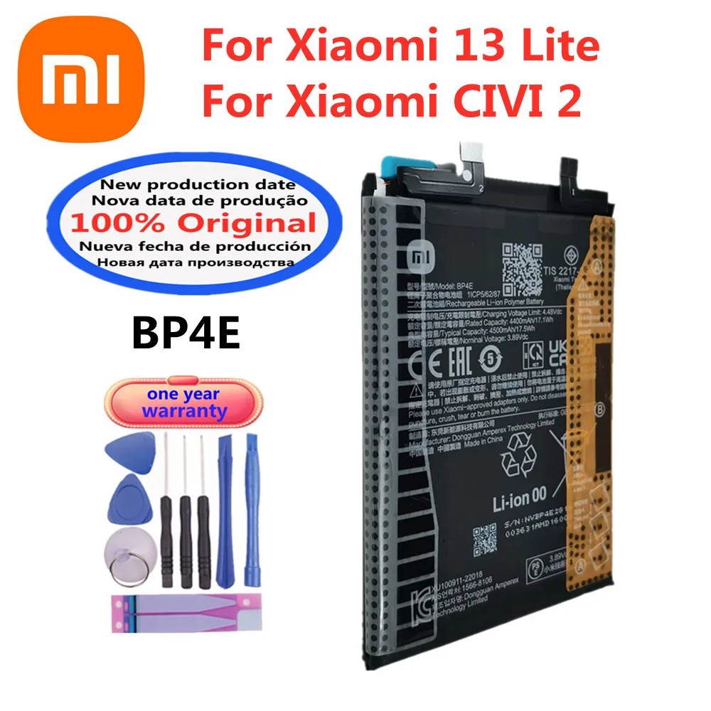 4500mAh BP4E 100% Original Battery For Xiaomi CIVI 2 Mi 13 Lite Phone Replacement Batteries + Free Tools
4500mAh BP4E 100% Original Battery For Xiaomi CIVI 2 Mi 13 Lite Phone Replacement Batteries + Free Tools