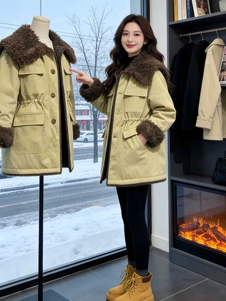 Sli Thiened Winter Jaet Женская модная парка Корейская версия Теплый большой меховой воротник Commuter Sle Хлопковая одежда...
Sli Thiened Winter Jaet Женская модная парка Корейская версия Теплый большой меховой воротник Commuter Sle Хлопковая одежда...