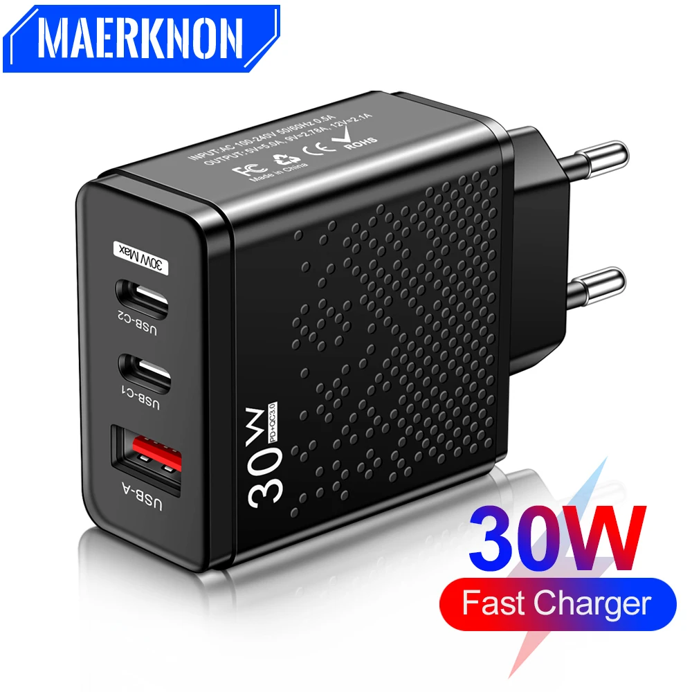 Quick Charge 3.0 30W USB Type C Charger PD Phone Charger Adapter For IPhone Samsung Xiaomi Huawei EU/US/UK Plug Wall Charger
Quick Charge 3.0 30W USB Type C Charger PD Phone Charger Adapter For IPhone Samsung Xiaomi Huawei EU/US/UK Plug Wall Charger