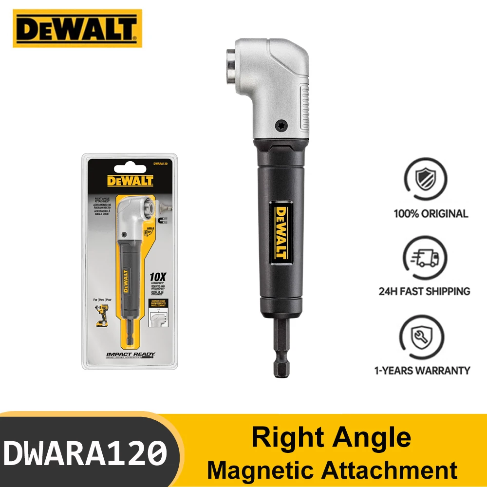 DEWALT DWARA120 Impact Ready Right Angle Magnetic Attachment Compatible with Any 1/4" Internal Hex Impact or Dril Driver
DEWALT DWARA120 Impact Ready Right Angle Magnetic Attachment Compatible with Any 1/4" Internal Hex Impact or Dril Driver