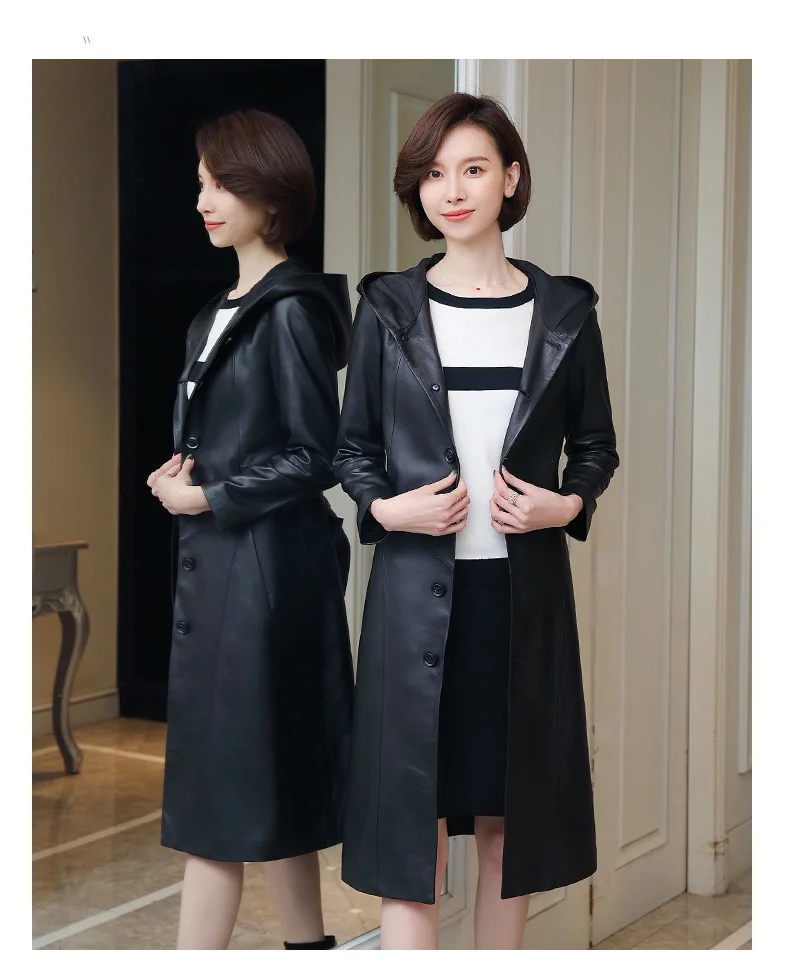 2023 100% Real Sheepskin Coat Female Genuine Leather Jacket Long Trench Coats and Jackets Women Hooded Korean Outwear MY3709
2023 100% Real Sheepskin Coat Female Genuine Leather Jacket Long Trench Coats and Jackets Women Hooded Korean Outwear MY3709