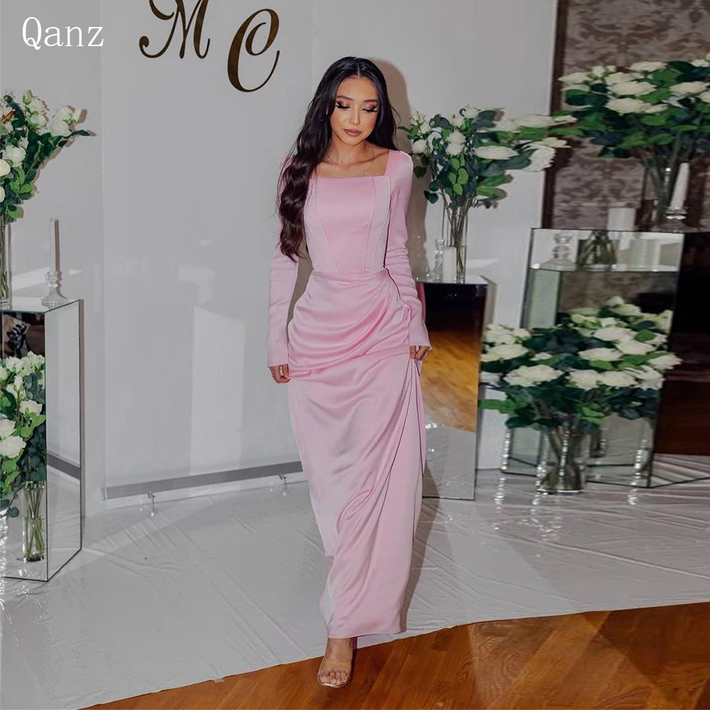 Qanz Elegant Satin Prom Dress Simple Pink Mermaid Evening Gowns Square Neck Cap Sleeves Party Dress Vestidos De Ocasión Formales
Qanz Elegant Satin Prom Dress Simple Pink Mermaid Evening Gowns Square Neck Cap Sleeves Party Dress Vestidos De Ocasión Formales