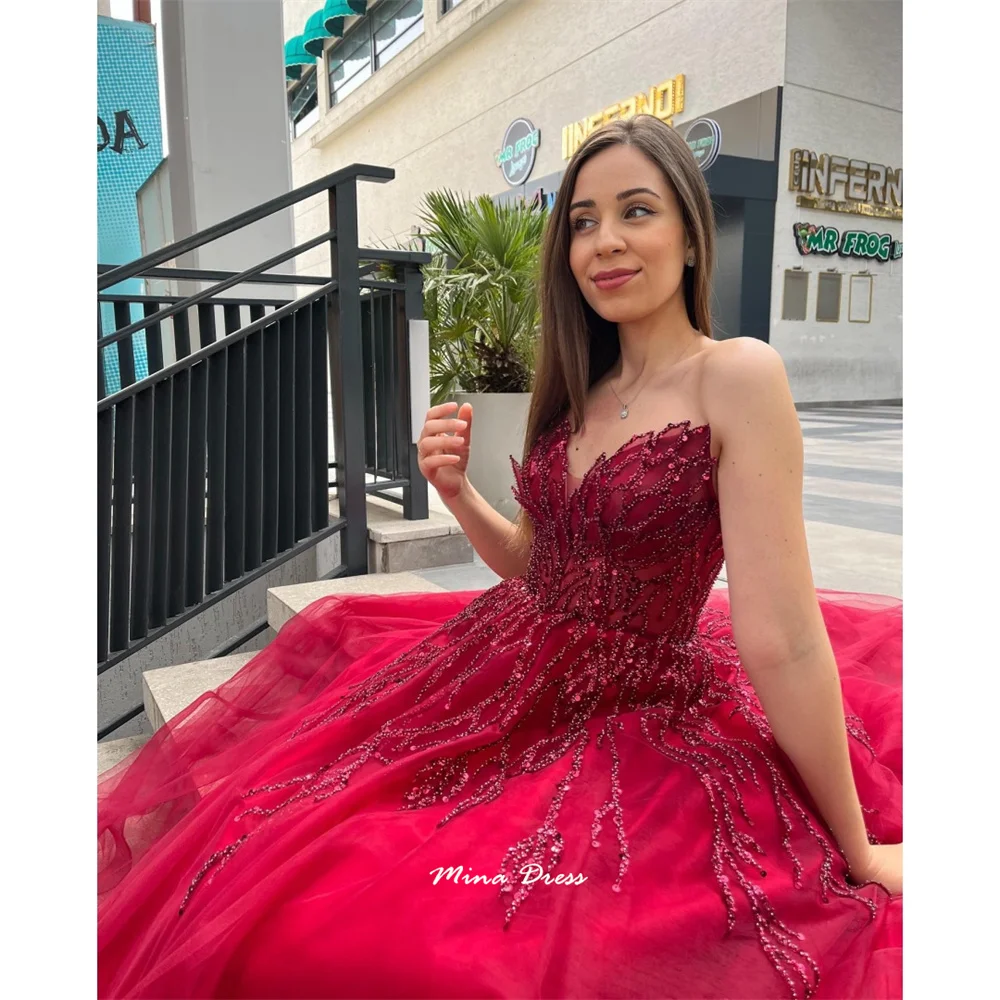 Mina Customized Deep Red Prom Dress V-neck Beaded Elegant Chic Woman Evening Dress Sequins. Dresses for Special Occasions Party
Mina Customized Deep Red Prom Dress V-neck Beaded Elegant Chic Woman Evening Dress Sequins. Dresses for Special Occasions Party