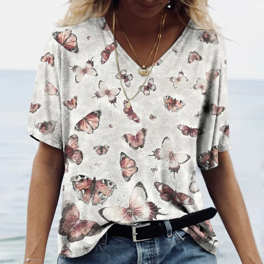 Butterfly Printed Women's T-Shirt 3D V-Neck Fashion Short Sleeve Tops Female Harajuku Sweatshirt Blouse V-Neck Harajuku Clothes
Butterfly Printed Women's T-Shirt 3D V-Neck Fashion Short Sleeve Tops Female Harajuku Sweatshirt Blouse V-Neck Harajuku Clothes