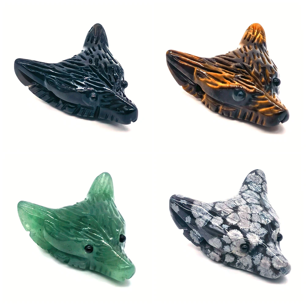 1.3" Wolf Head Pendants Natural Healing Crystal Stone Tiger Eye Black Obsidian Hand Carved Animal Statue Decor Necklace Jewelry
1.3" Wolf Head Pendants Natural Healing Crystal Stone Tiger Eye Black Obsidian Hand Carved Animal Statue Decor Necklace Jewelry