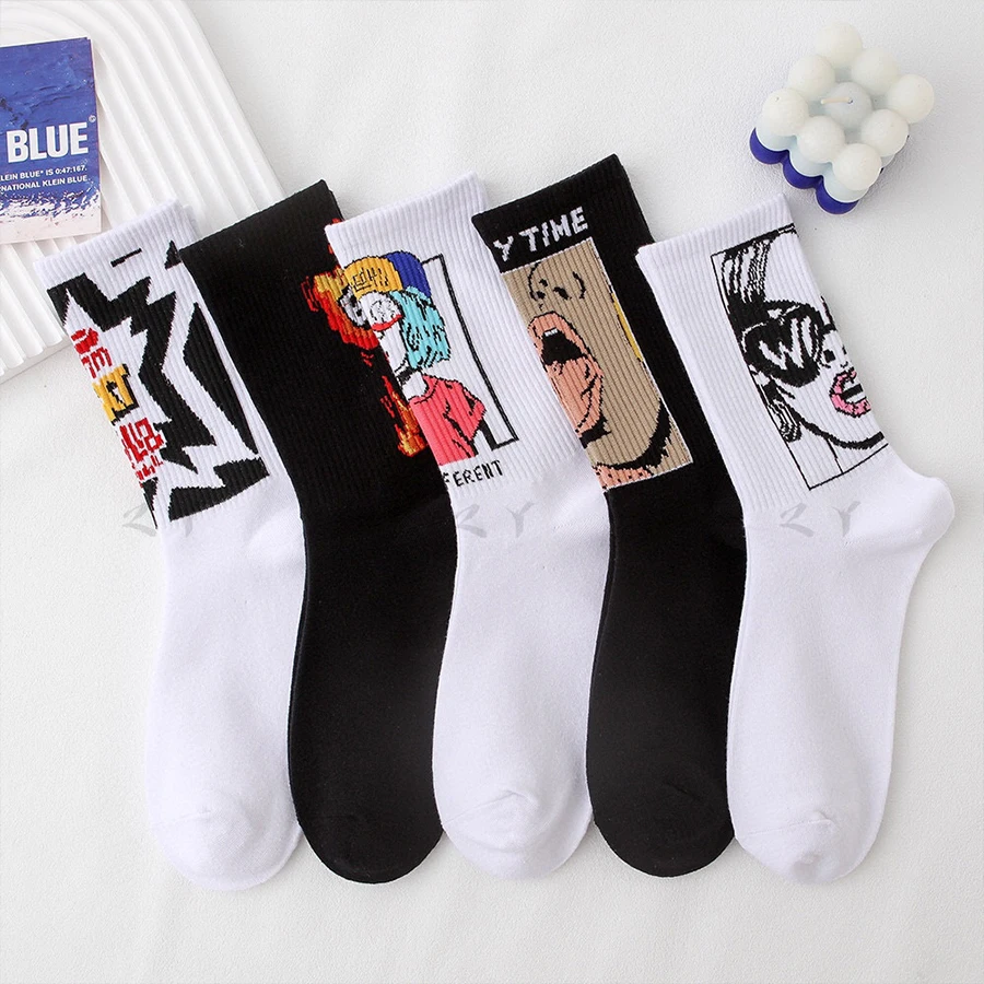 5 Pairs Harajuku Streetwear Socks for Men Women, Hip Hop Cartoon Print Mid-Calf Crew Socks, Casual Skateboard Cotton Socks, Unis
5 Pairs Harajuku Streetwear Socks for Men Women, Hip Hop Cartoon Print Mid-Calf Crew Socks, Casual Skateboard Cotton Socks, Unis