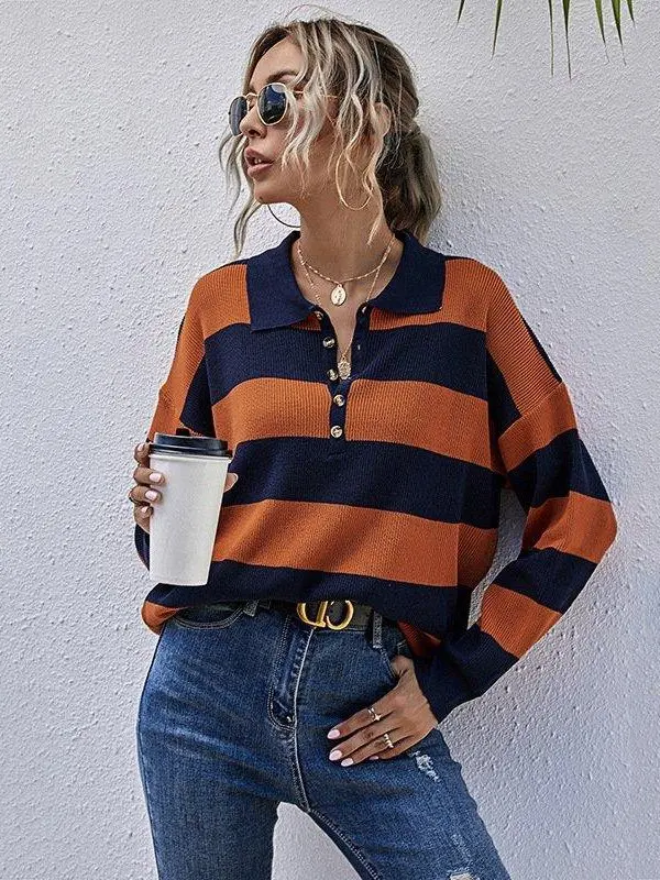 202 Women's Striped Loose Base Sweater Street Sle Knitted Long Sve Ne Regular Fit Autumn Faion Casual Sweater
202 Women's Striped Loose Base Sweater Street Sle Knitted Long Sve Ne Regular Fit Autumn Faion Casual Sweater