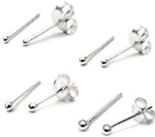 4-Piece Solid Sterling Silver Ball Stud Earrings in 1mm to 3mm Sizes
4-Piece Solid Sterling Silver Ball Stud Earrings in 1mm to 3mm Sizes