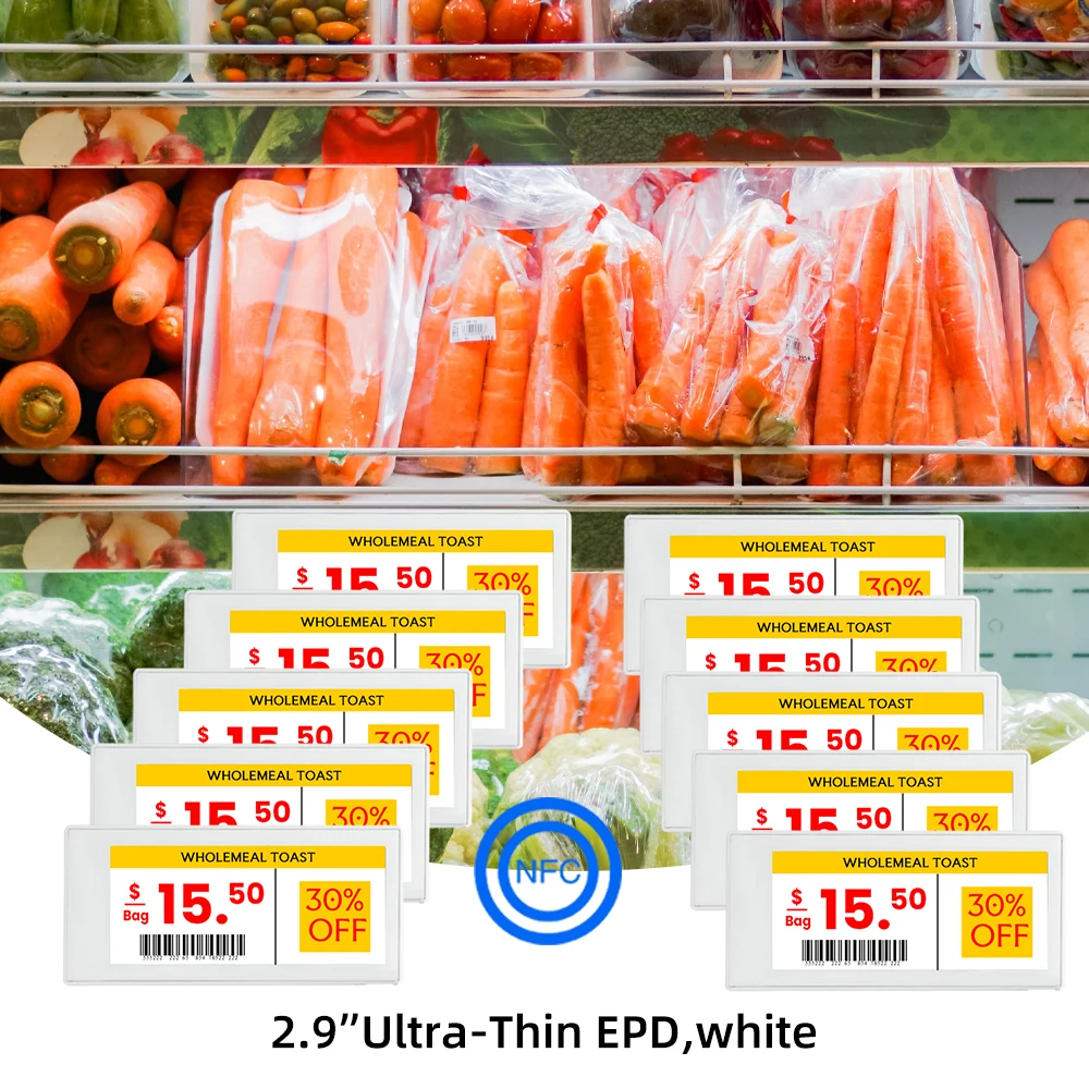 10pcs White 2.9" Ultra Thin 3.4mm NFC Label with 4-Color Display B/W/R/Y No Battery App Operated
10pcs White 2.9" Ultra Thin 3.4mm NFC Label with 4-Color Display B/W/R/Y No Battery App Operated