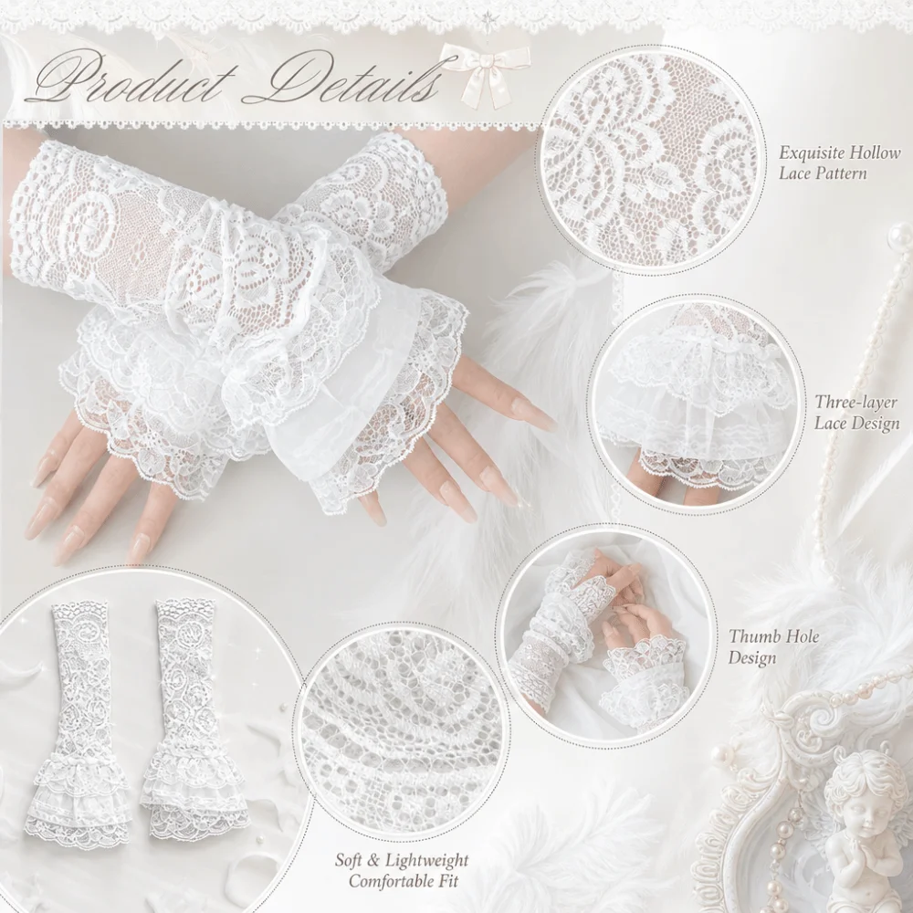 Ruched Pleated Detachable Cuffs Lolita 3 Layers Fake Flared Sleeves Ballet Style Fingerless Gloves False Cuffs Wedding Decor
Ruched Pleated Detachable Cuffs Lolita 3 Layers Fake Flared Sleeves Ballet Style Fingerless Gloves False Cuffs Wedding Decor
