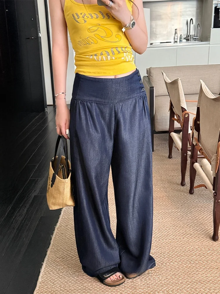 Xzichic Vintage Lazy 100% Lyocell Denim Wide Leg Pants Women's Loose Fit Trousers Spring Summer Natural Waist Jeans
Xzichic Vintage Lazy 100% Lyocell Denim Wide Leg Pants Women's Loose Fit Trousers Spring Summer Natural Waist Jeans